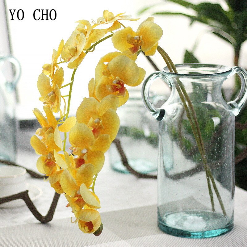 Yo Cho Kunstbloemen Orchidee 11 Hoofd Zijde Roze Wit Real Touch Orchidee Kunstmatige Bloem Bruiloft Thuis Vlinder Decor Bloem