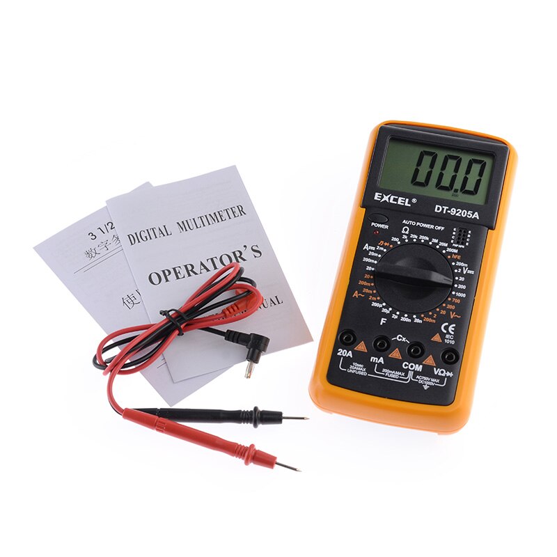 DT9205A AC DC LCD Display Elektrische Handheld Tester Meter Digitale Multimeter Multimetro Ampèremeter: DT9205A