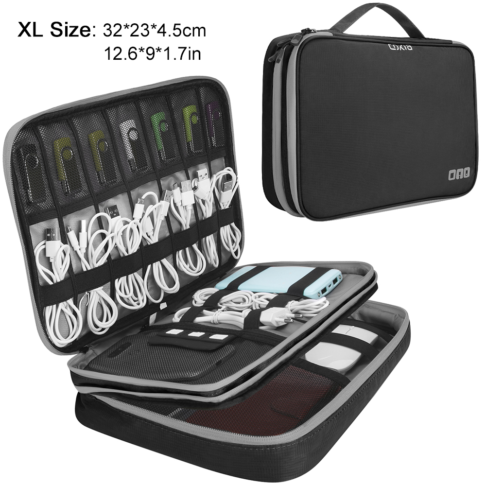 Tragbare Reiseetui für elektronische Accessoires, Kabel-Organizer-Tasche, Gerät-Tragetasche für iPad, Kabel, Strom, USB-Blitz-Laufwerk, Ladegerät: gelb