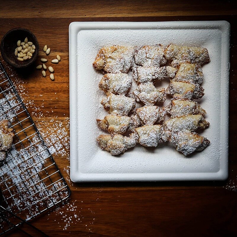 6 Inch Compostable Square Plate50 Sticks Heavy-Duty Sugarcane Disposable Biodegradable Plate, Suitable For Dessert,White