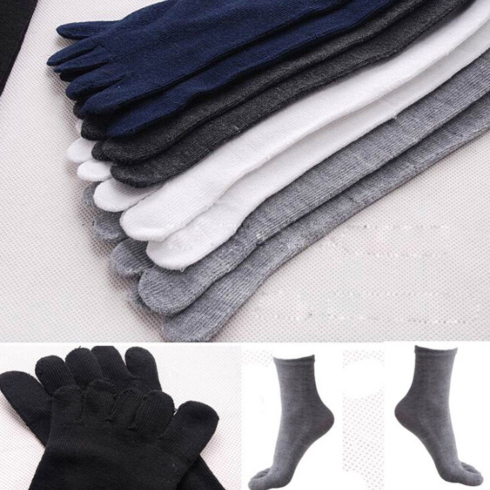 1 Paar Mens fünf Finger Antibacterial Deodorant Socken rein Baumwolle Sport Socken atmungsaktiv Schweiß Socke