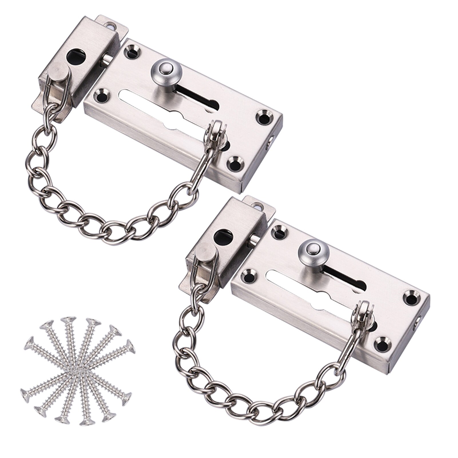 Verrou à glissière Anti-Vol Grange Facile À Installer En Acier Inoxydable Serrure de Chaîne de Porte Garage Sécurité Durable Moderne Porte Robuste: Argent / 1pc