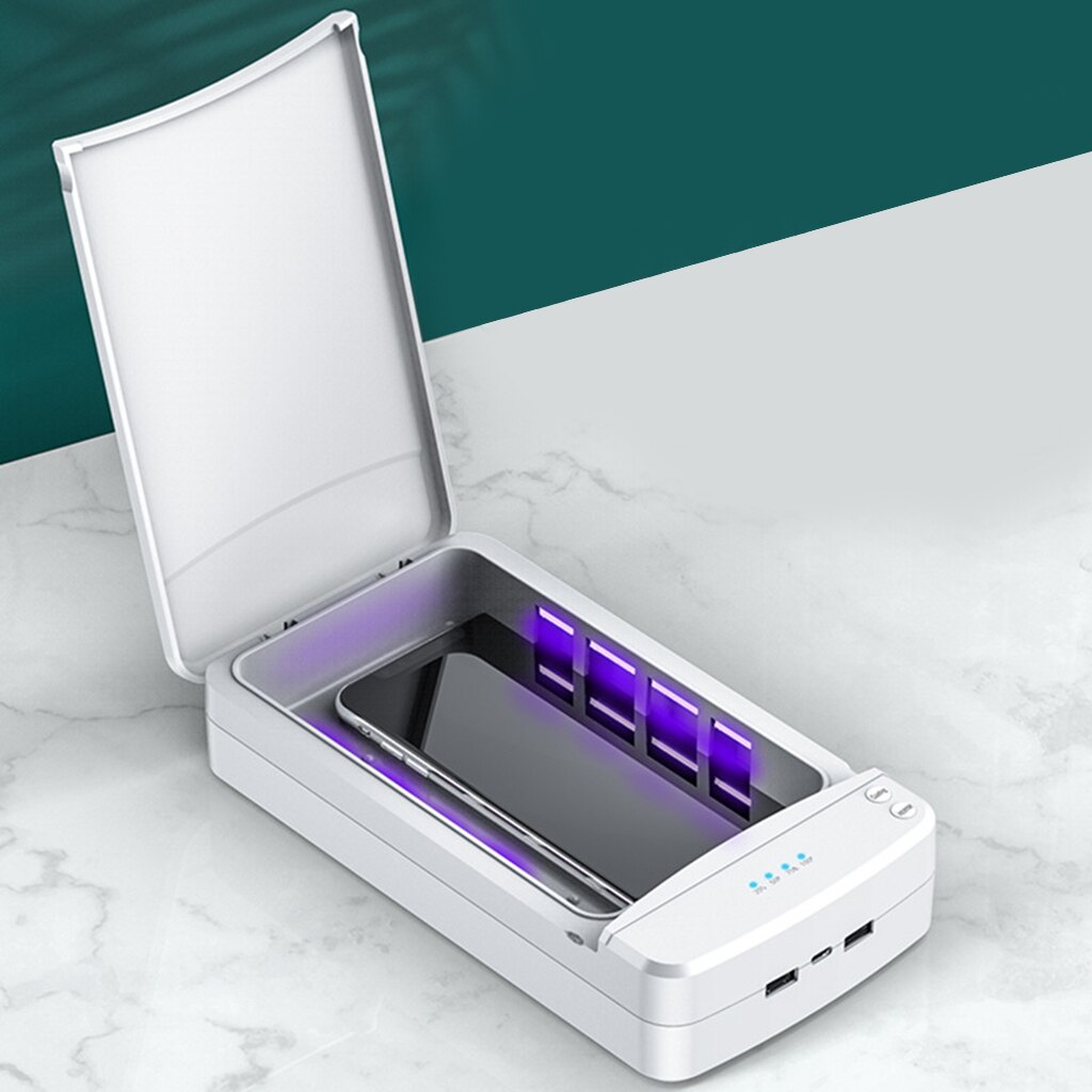 Uv ultraviolet smartphone sterilisator desinfektionsdåse sagsrenser: En hvid glaslampe