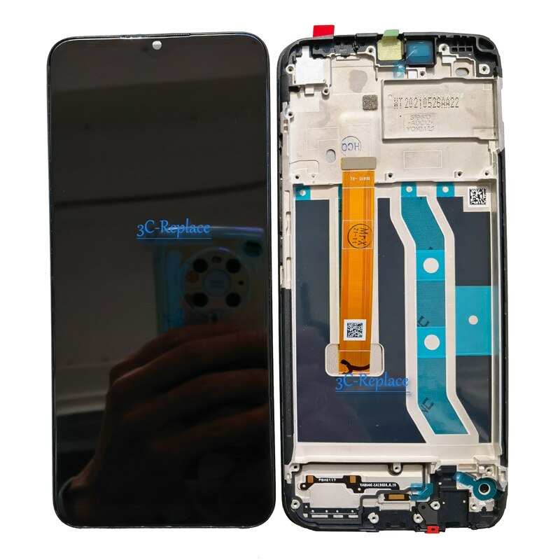 Original 6.5" For Oppo Realme C21Y RMX3261 LCD DIsplay Touch Screen Digitizer Panel Assembly / With Frame Replacement