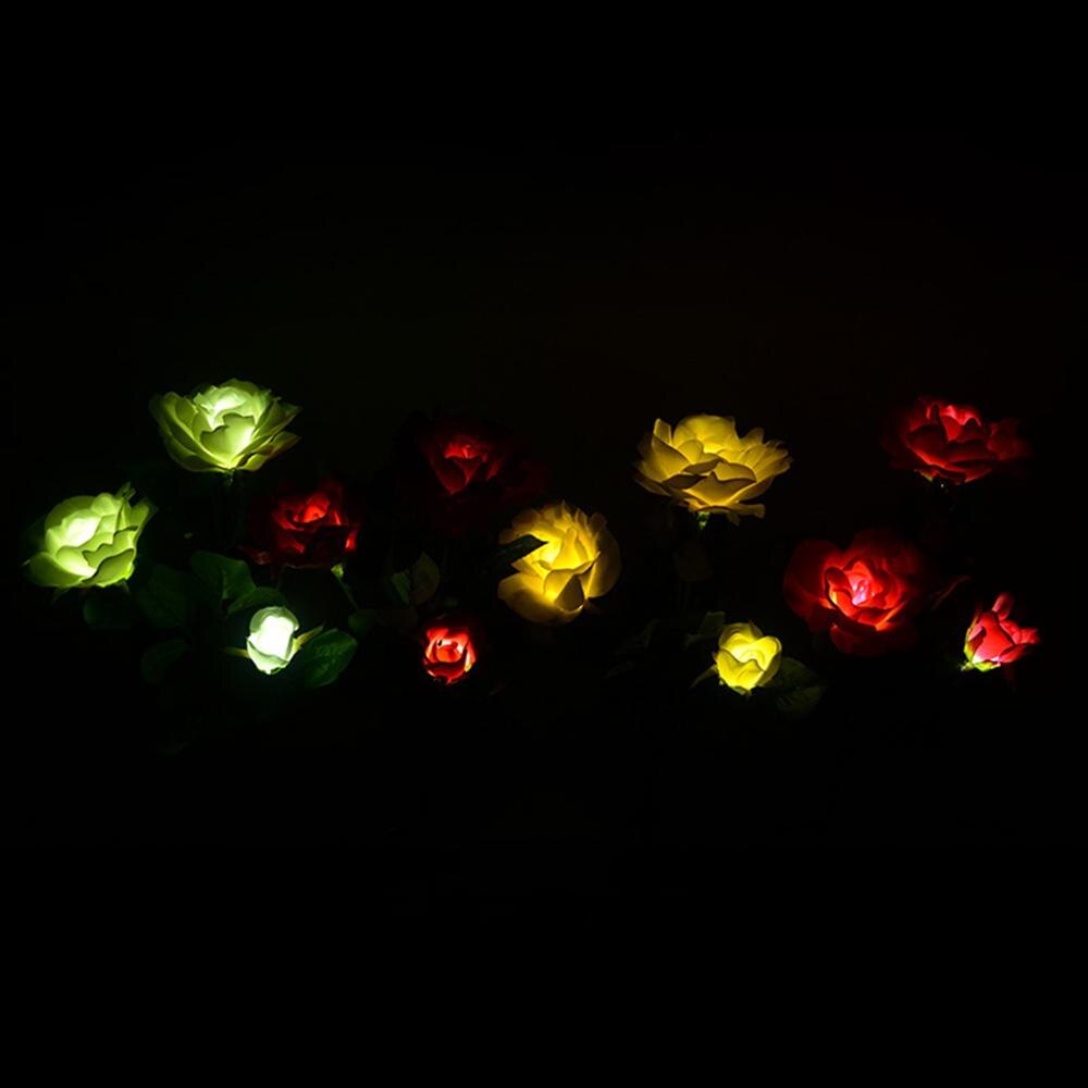 3LED Solar Simulatie Rose Bloem Licht Waterdicht Tuin Landschap Lamp Outdoor Gazon Lamp Thuis Decoratieve Bloem Night Lights