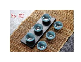 Offre Spéciale! 6 pièces en céramique doré poisson chine service à thé Kung Fu thé tasse ensemble craquelé glaçure voyage thé bol chinois porcelaine thé ensembles: 02