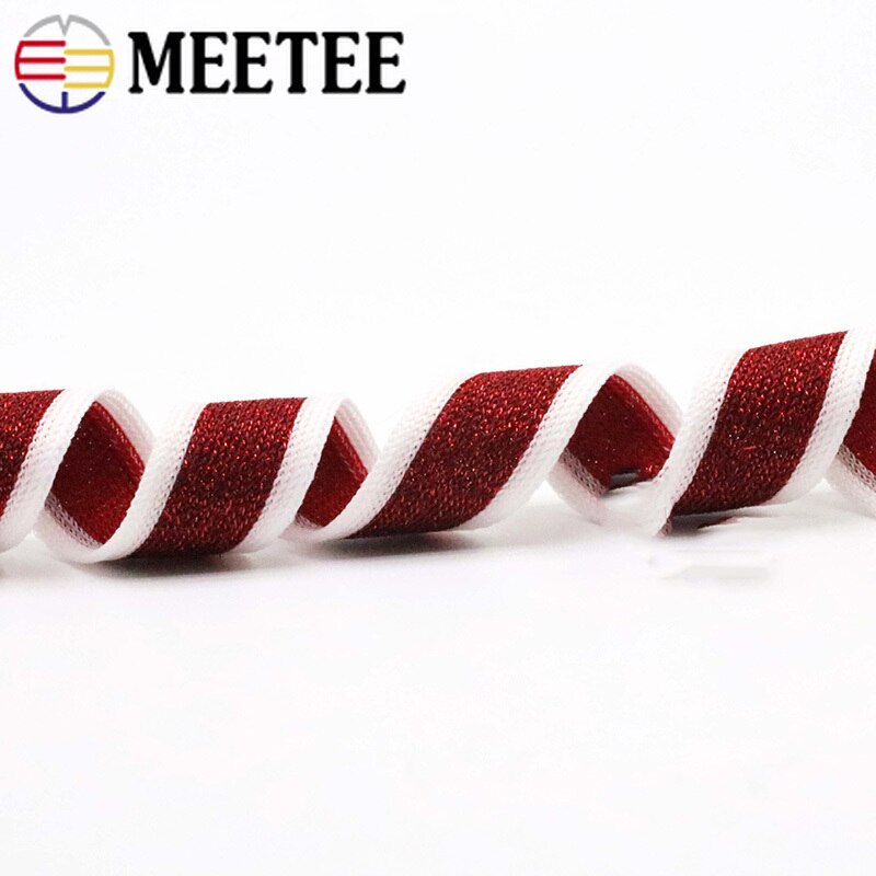 Meetee 23Meter 2Cm Goud Zilver Knit Singels Warp Broek Decor Lage Elasticiteit Kant Trims Diy Kledingstuk Riem Riem naaien Accessoires