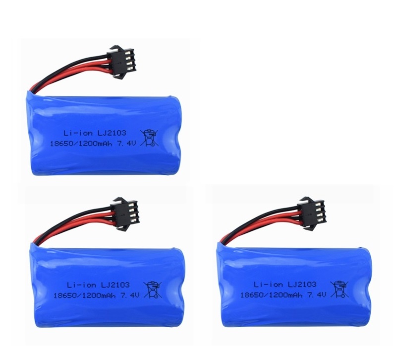 Batteria al litio 1/2/3/5 pezzi 7.4V 1200mAh per barca RC senza fili EC08, modello di navata, batteria al litio ad alta velocità di ricambio per modello di auto: Rosso