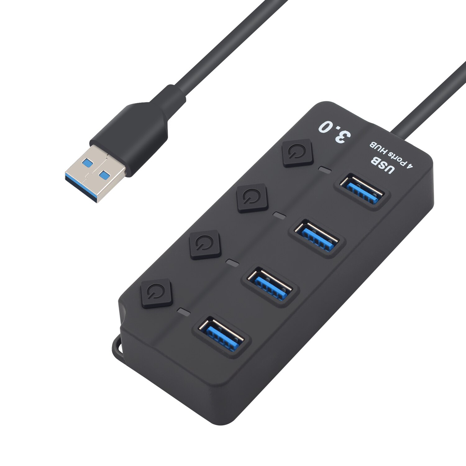 USB 3.0 Hub 4/7 Port Super Speed USB 3 Data Hub met Individuele Schakelaars & EU/ US Power Adapter voor MacBook Laptop PC: 4 Ports hub