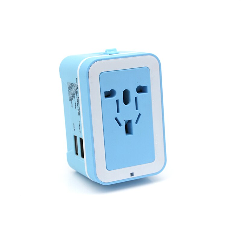 International Travel Adapter Red Blue Electric Plug Power Universal Socket Adapter 2 USB Power Charger Converter EU UK US AU: Blue