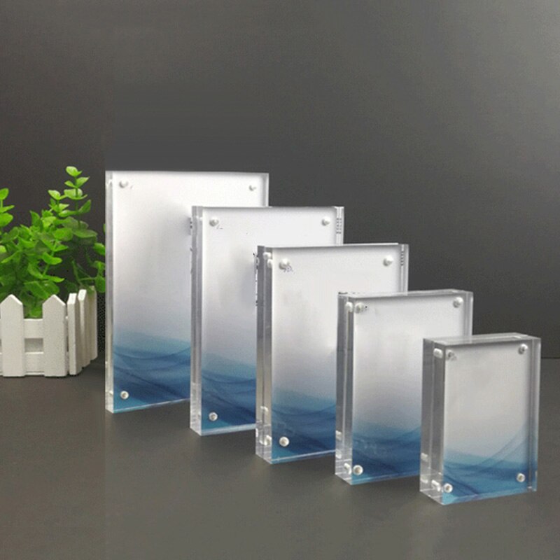 Dualfaced Clear Crystal Photo Holder Frame Desk Acrylic Magnet Picture Place Right Angle Acrylic Photo Frame Pendant Home Decor