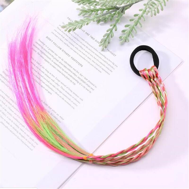 Perruque bandeau Simple en caoutchouc pour filles | Corde tressée, accessoires pour cheveux, perruque corde pour cheveux, outils pour cheveux, coiffe de tête de cochon: MULTI