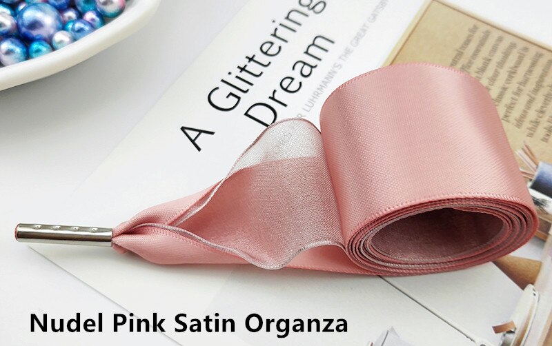 Boutique Schnürsenkel 19 Farbe 3,2 cm Breite Doppel Satin Organza Schnürsenkel Schöne Spitze Verbreitert Freizeit Sport Schuhe Schnürsenkel: Nudel Pink