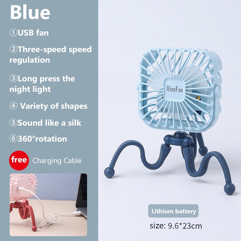 Ventilateur Portable pour siège de voiture, 500mAh, Rechargeable par USB, Mini accessoires pour poussette: WJ3794E
