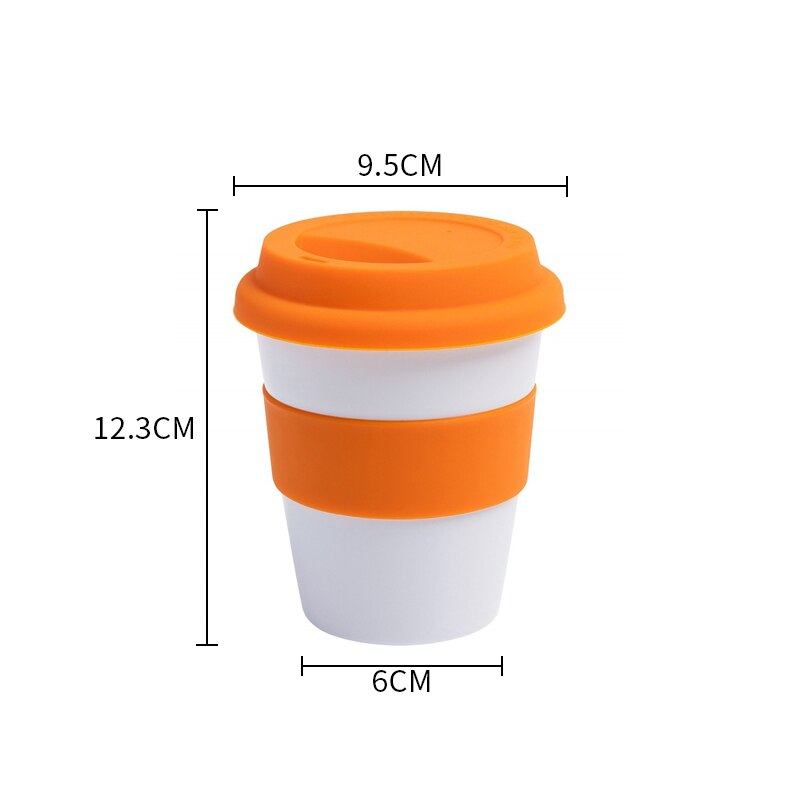 1pc 400ml genanvendelige varmeisolerede keramiske rejse krus te kaffe rejse krus kop med skridsikker ærme og silikone låg: Orange