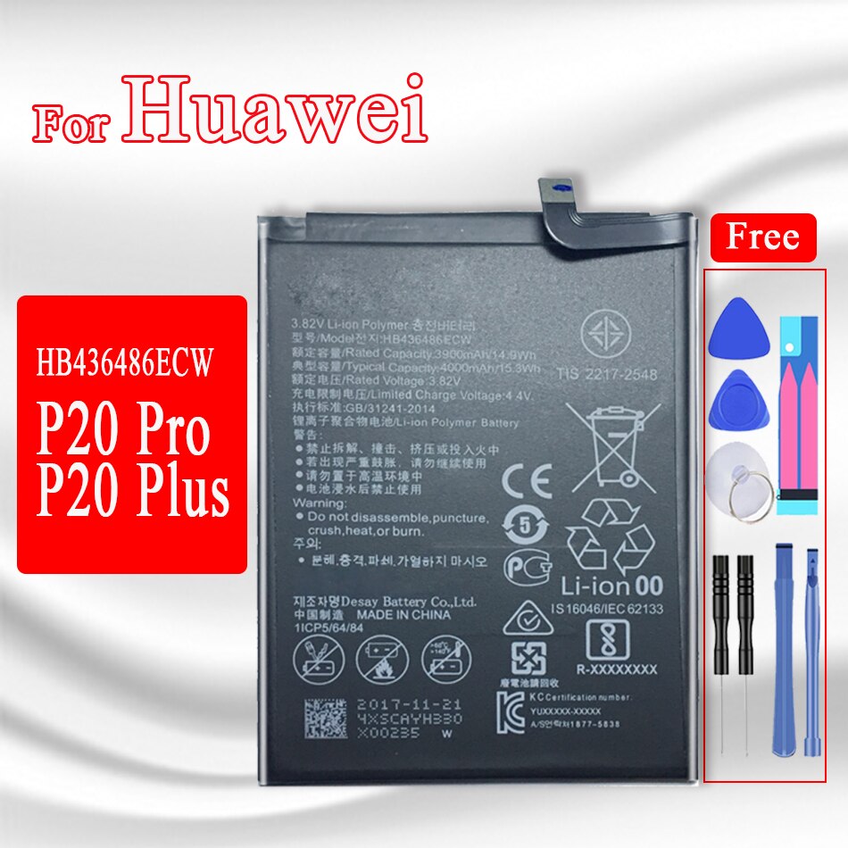 HB356687ECW HB366481ECW batería para Huawei P7 P8 P9 P10 P20 P30 Lite P10 P20 más P20 P30 Pro P9 Lite mini batería + herramientas: P20 Pro