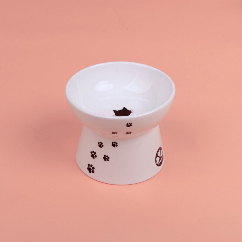 1PC bol pour animaux de compagnie mignon dessin animé mangeoire pour animal domestique haut-pied bouche unique antidérapant en céramique chien chat nourriture bols animaux de compagnie boire alimentation conteneur: 3