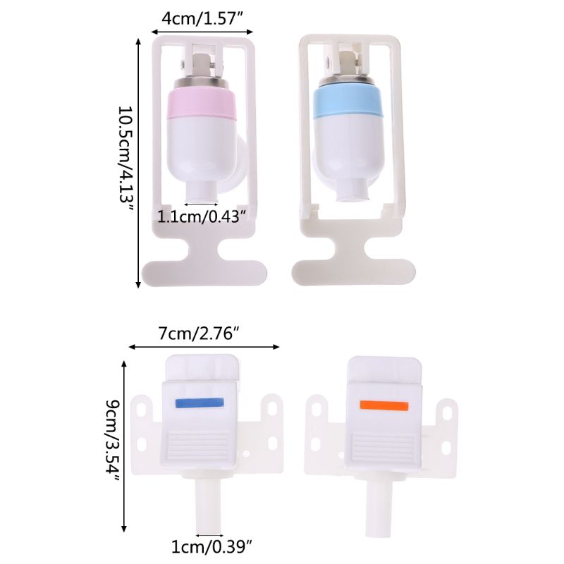 Water Dispenser Replacement Push Type White Plastic Tap Faucet 2 Pcs