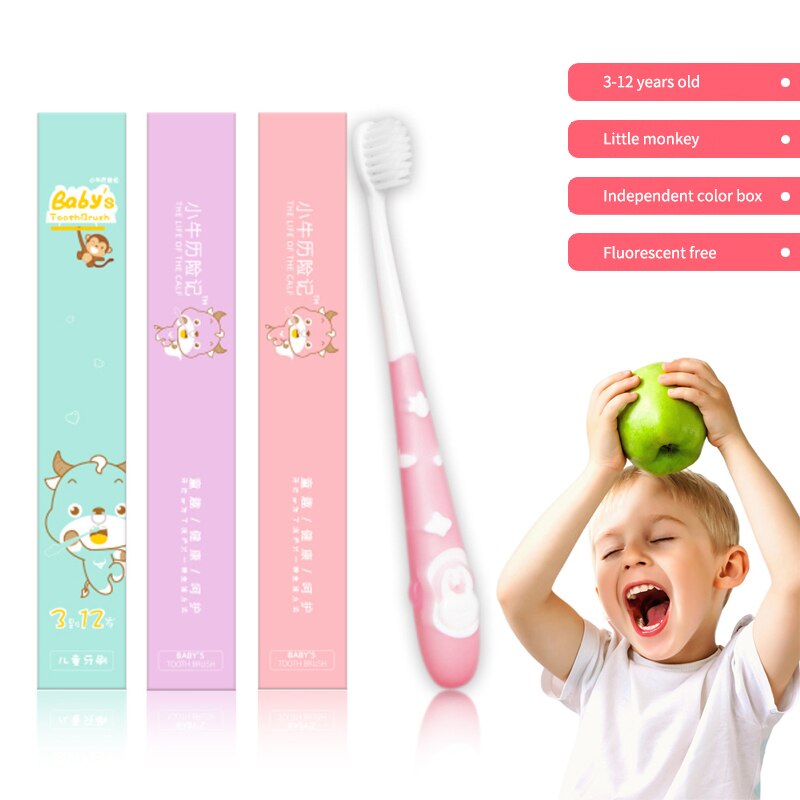 Color Box Individually Packed 3-12 Year Old Cartoon Model Without Fluorescent Agent Toothbrush Soft Bristles Children Toothbrush