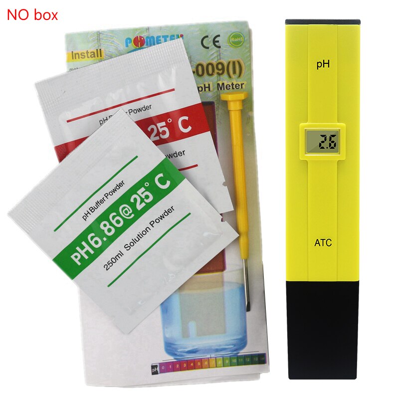 Caneta medidora de ph da água, testador digital de ph 0-14 ph, alta precisão para aquário, solo, alimentos, laboratório, monitor de ph atc portátil: NO BOX