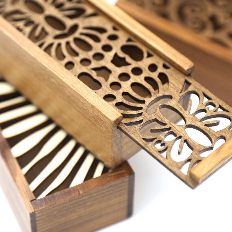 Wooden Hollow Office Desk Storage Box For Pencil Case Jewelry Stationery Storage Box Cosmetic Organizer Desk Accessories
