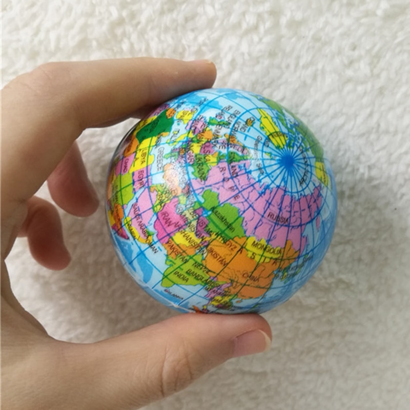 63 Mm Anti Stress Relief World Map Foam Bal Atlas Globe Palm Bal Planeet Aarde Bal Speelgoed Voor Kinderen Meisjes jongens