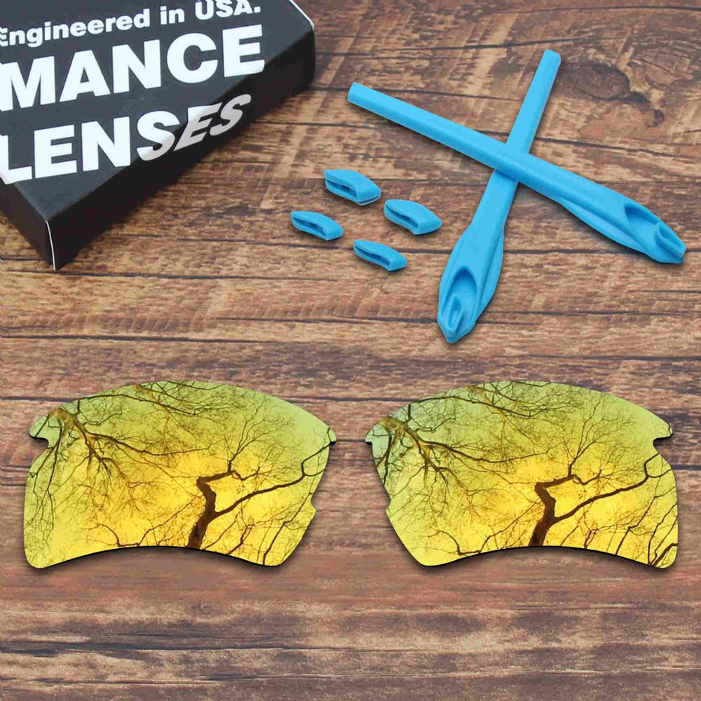ToughAsNails Polarized Replacement Lenses & Sky Blue Rubber Kit for Oakley Flak 2.0 XL Sunglasses: Gold and Sky Blue