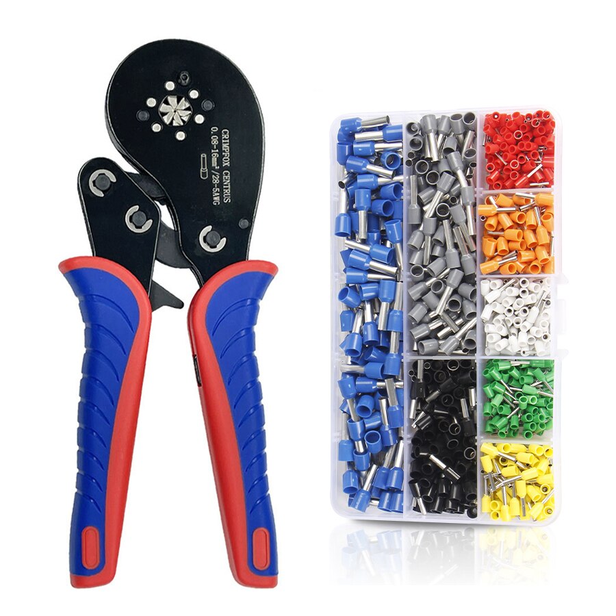 Hexagonal Ratchet Ferrule Crimping Tool Kit-Ferrule Crimper Plier 0.08-16mm² Wire Ferrules Crimp Wire Ends Terminal Connectors: HSC8 16-6 800PCS