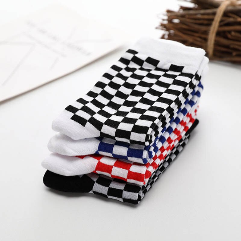 1 Pair Funky kawaii Trend Women Checkerboard Socks Geometric Checkered Socks Men Hip Hop Cotton Unisex Streetwear Novelty Socks