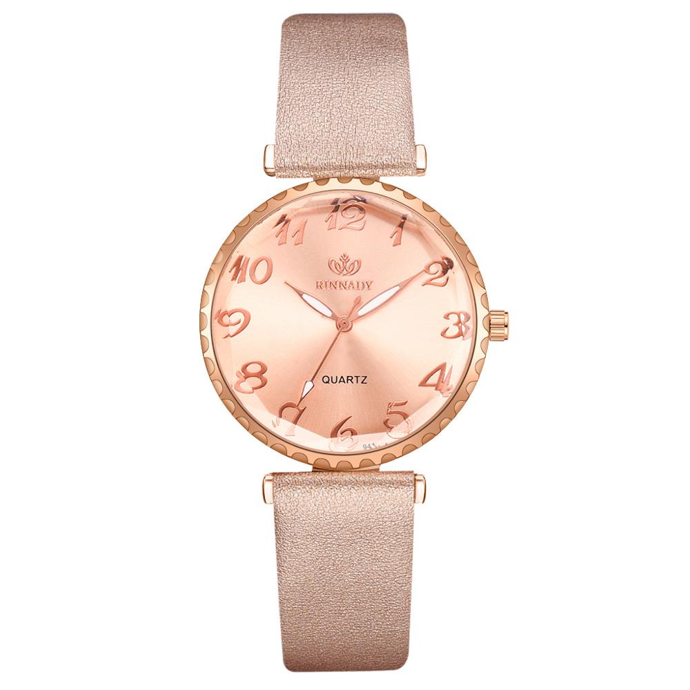 Montre Dame Lederen Band Quartz Horloge Mode Vrouwen Armband Armband Horloge Vijf Delige Set Persoonlijkheid Dameshorloge: Rose gold