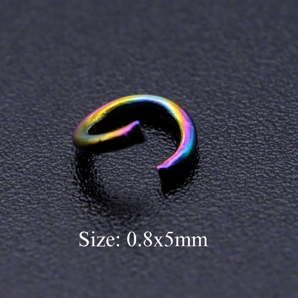 100pcs/lot 0.8*5mm Rainbow Filled Jump Ring Stainless Steel Jump Rings Finding Jewelry Supplies