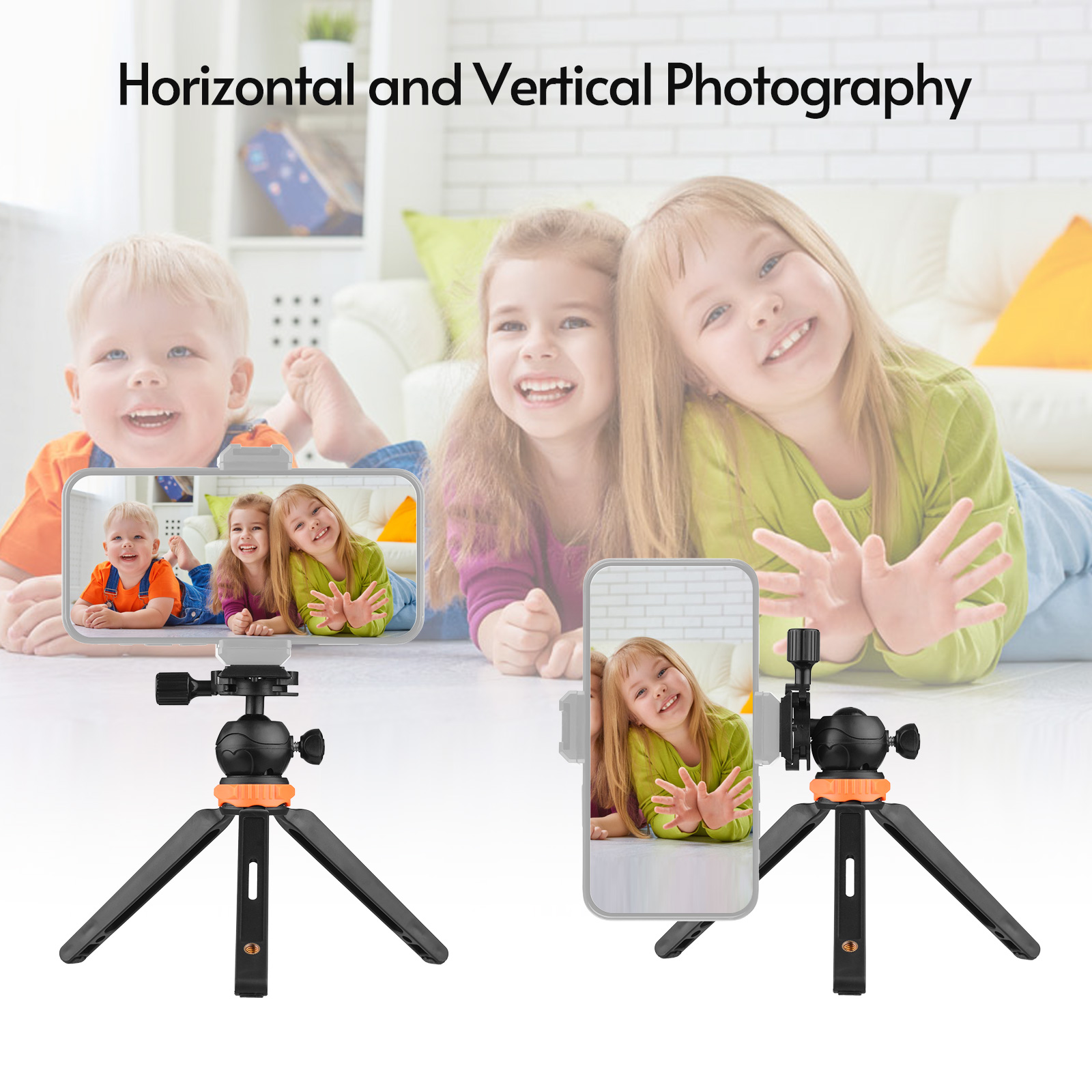 Mini Desktop Tripod with 2 Levels of Adjustable Height Max. Load Bearing 1.2KG 1/4 Inch Screw for Camera Camcorder Smartphone