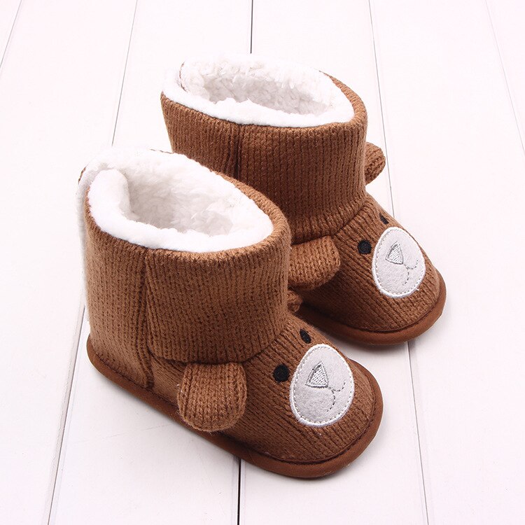 freundlicher Winter Baby Schuhe Stiefel Für Mädchen Nette Karikatur Tragen gestrickte Warme Booties Schuhe Für Kleinkinder Kleinkind Schneeschuhe Mädchen Stiefel: Braun / 7-12 Monate