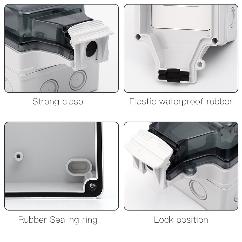 Weatherproof French Standard Waterproof Outdoor Wall Power Socket 16A Polish Electrical Outlet Grounded AC 110~250V