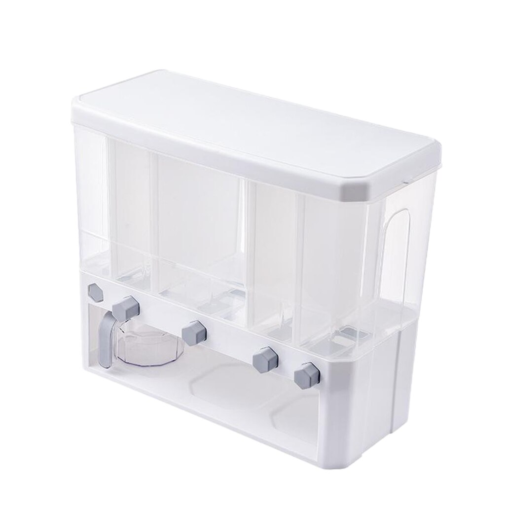 Kitchen Dry Food Dispenser 5-Grid Cereal Dispensers Food Storage box Container Plastic Storage Tank for Cereal Rice, Nuts, Grain