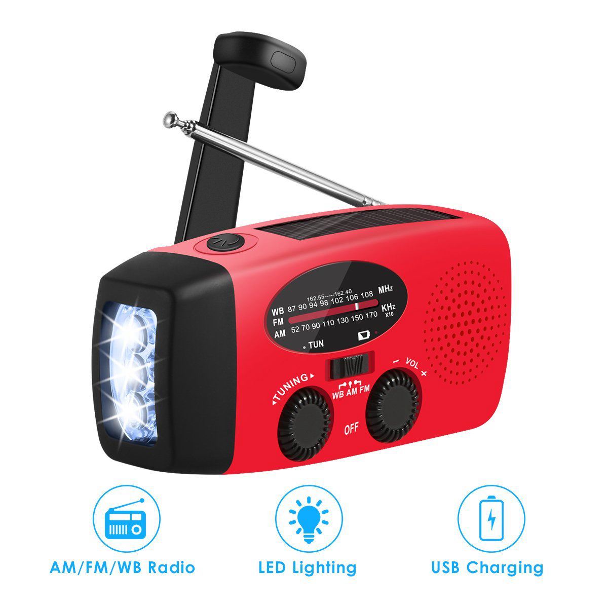 HFES nouvelle Dynamo à manivelle solaire multifonctionnelle auto-alimenté AM/FM/NOAA utilisation de la Radio météo comme lampe de poche LED d'urgence et Pow