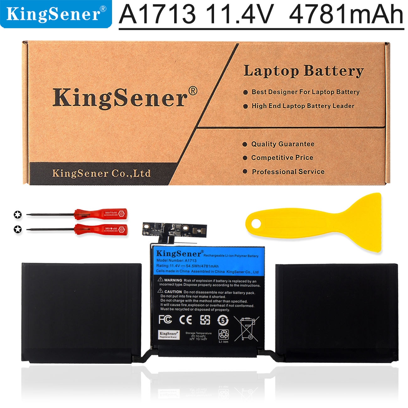 KingSener – batterie pour Apple MacBook Pro 13 &quot;A1713, A1708, , , EMC 2978, 3164, 020-00946, MLL42LL, AKKU, 4781mAh