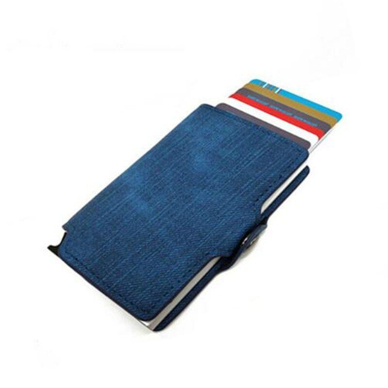 BISI GORO Colorful Credit Card Holder RFID Blocking Slim ID Holders PU Single Aluminum Box Business Hasp Card Wallets