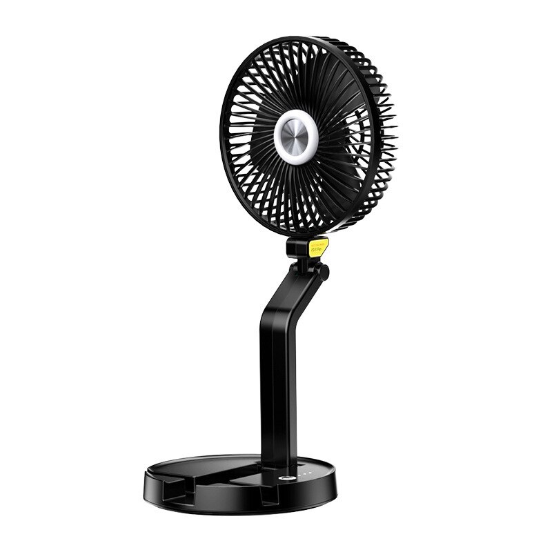 2600mAh/5200mAh Mini Portable Folding Table Lamp Fan USB Charging Table Light Fan Three Gears Wind Telescopic Fan: B black