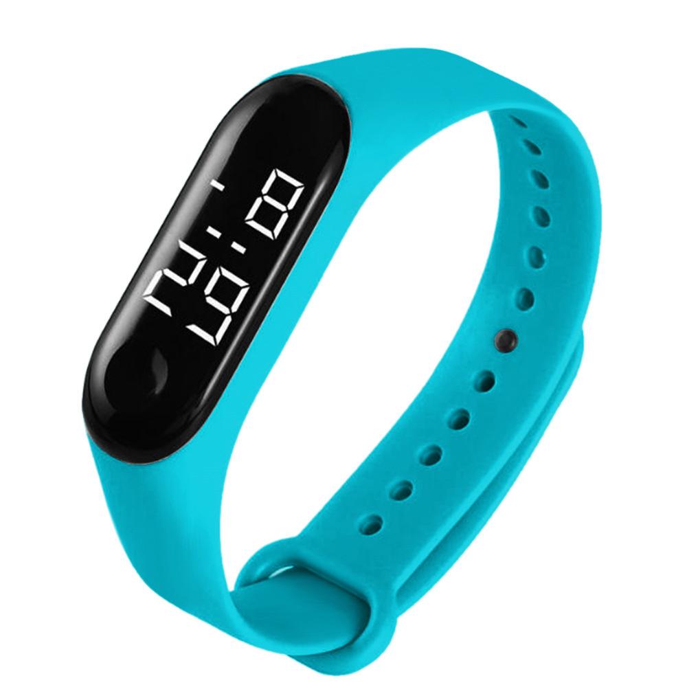 Relojes con Sensor táctil electrónico para hombre y mujer, pulsera con LED, resistente al agua, para deportes electrónicos, de natación para amantes de los estudiantes, con caja de PP: Azul