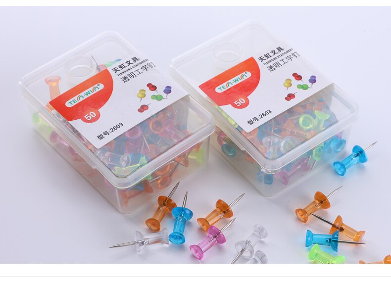metal multicolor Drawing pins Transparent color thumbtack 50pcs
