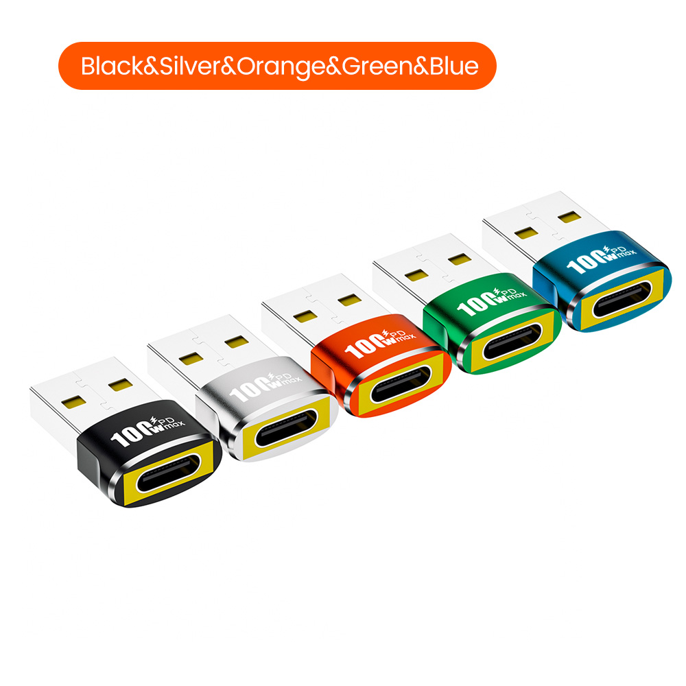 NNBILI PD 100W OTG Adapter USB to Type-C Converter USB-A Male To USB C Female Connector For Charging Data Transfer Wired Headset: WHITE