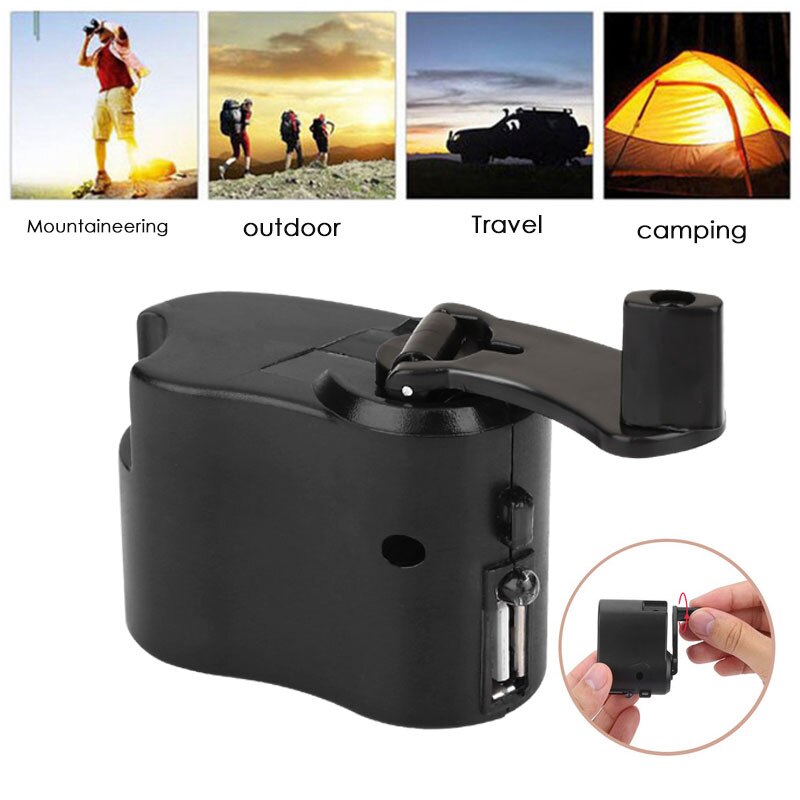 Clockwise Rotation Hand Crank Charger USB Camping Durable Hand Crank Charging Survival Gear Portable Travel Hand Power Dynamo