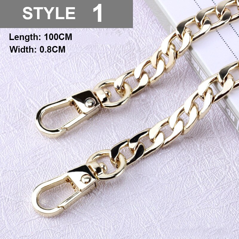 Correa de Metal para bolso de mujer, cadena de acero inoxidable para bolso cruzado, accesorios de hombro desmontables, 100cm: Golden1