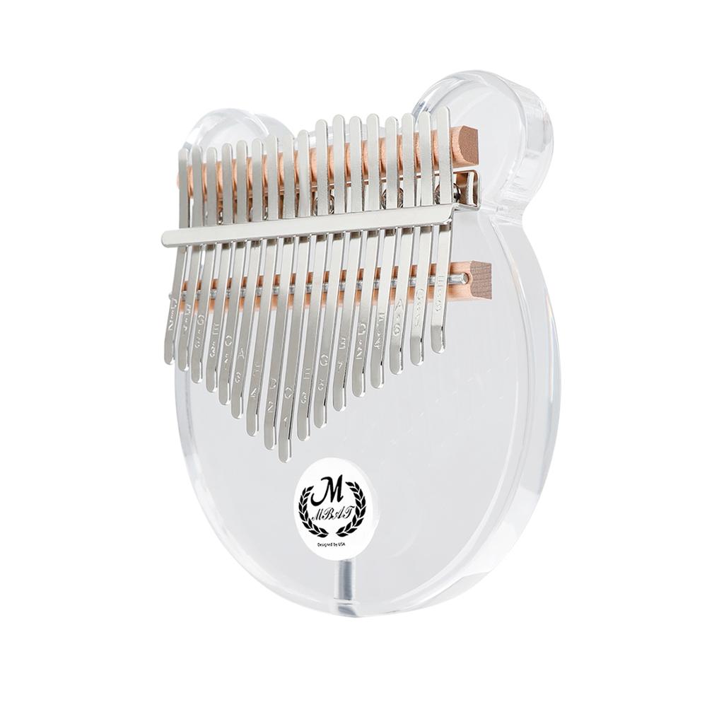 Kalimba 17 Key Acrylic Kalimba With EQ Thumb Piano Finger Piano for Children Beginner Tuner Hammer Stick Bear Kalimba Case: White