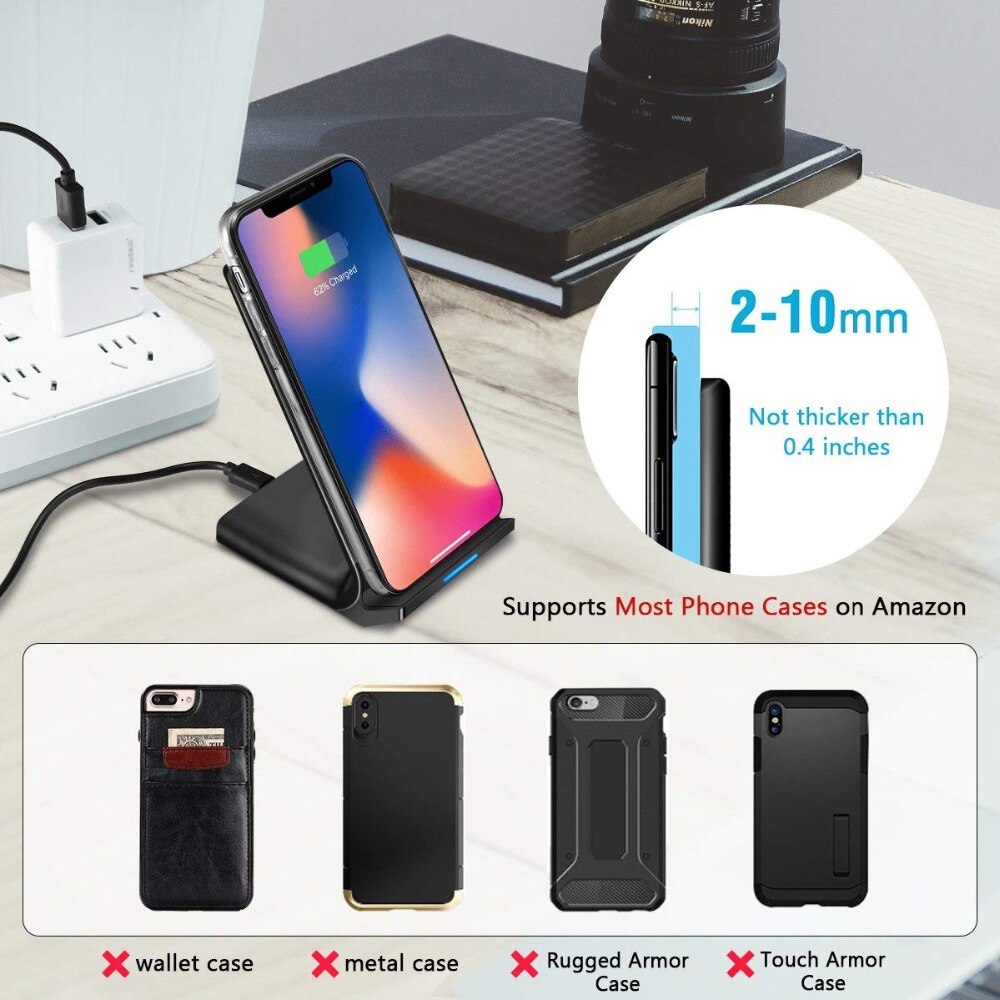 Draadloze Oplader 10W QI Fast Charging Stand Voor Samsung Galaxy S9/S9 Plus/Note 8/S8 /S8 Plus Voor iPhone XS/XR/X/8 Plus Oplader