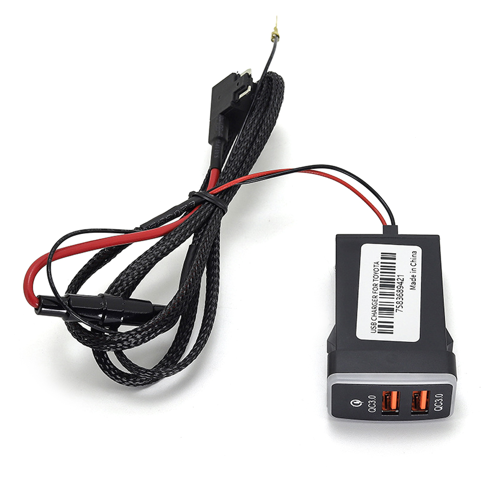 QC3.0 Quick Lading Autolader Dubbele Usb Telefoon Dvr Adapter Plug &amp; Play Kabel Voor Toyota Hilux Vigo