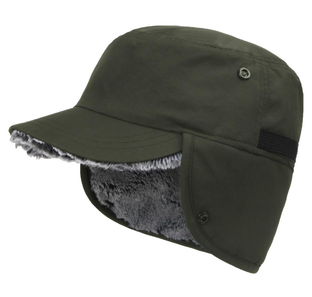 Connectyle Herren Frauen Winter Hut Wasserdicht mit Krempe Plüsch Innere Futter Warm Earflap Hut Faux Pelz Männlichen Weibliche Ski Baseball kappe: Army Green