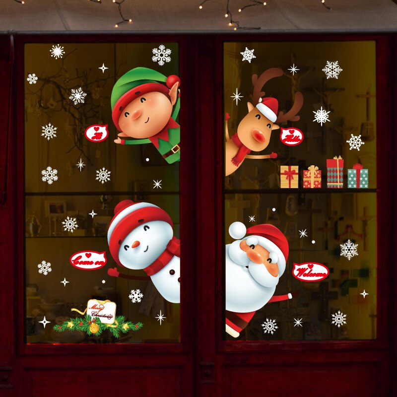 6 stk juleelementer statiske klistermærker til væg og glas hjem xmas dekoration festårsforsyninger ksi 999