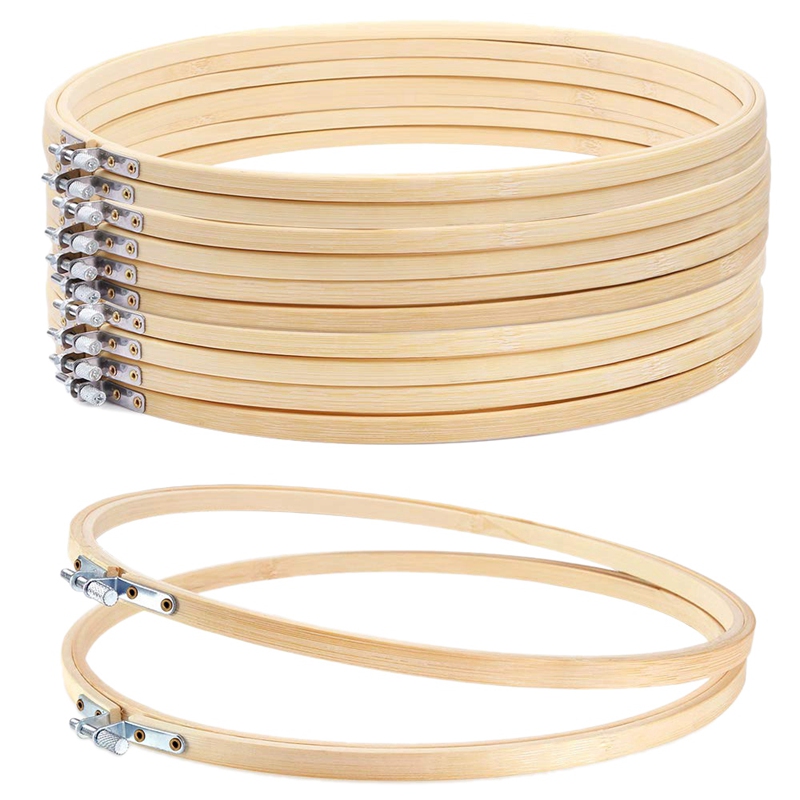 12 Pieces 12 Inch Embroidery Hoops Wooden Round Adjustable Bamboo Circle Cross Stitch Hoop Ring Bulk for Art Craft Handy Sewing: Default Title